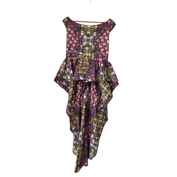 Binta Real Wax African Print Peplum Hi-Low Top | Size 2XL | New - Picture 3 of 10